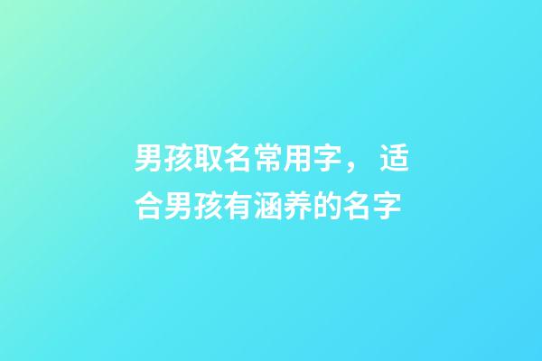 男孩取名常用字， 适合男孩有涵养的名字